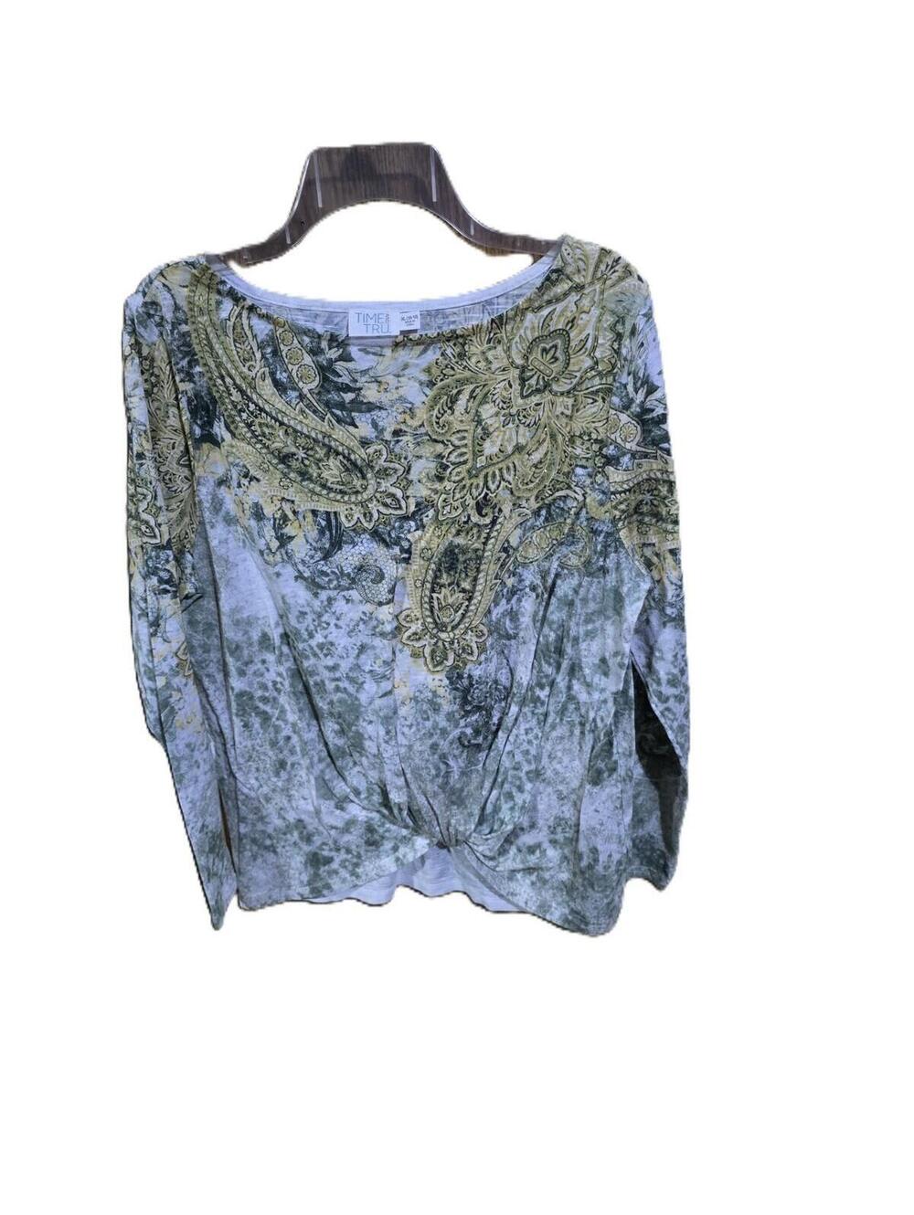 Time & True Green Pullover Top Knotted Front Size XL (16-18) - Picture 2 of 4